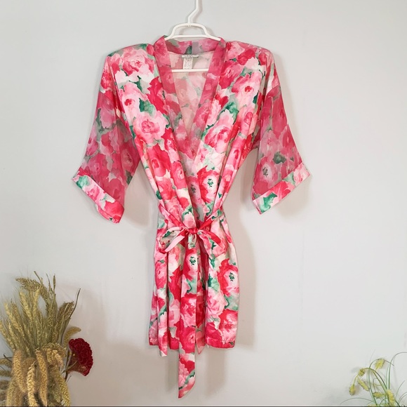 Vintage Satin Floral Print Robe in Medium - Picture 4 of 5